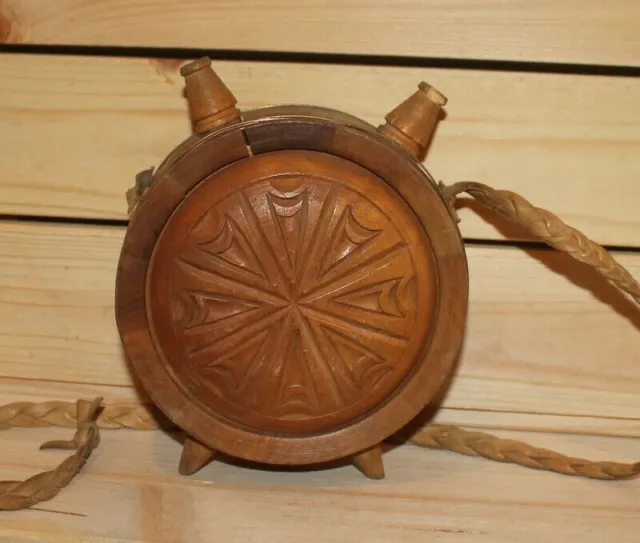 Vintage hand made folk wooden brandy keg barrel