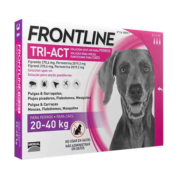 Frontline Tri Act Cane da 20 a 40 kg Antiparassitario Cani Tri-Act AntiPulci ..