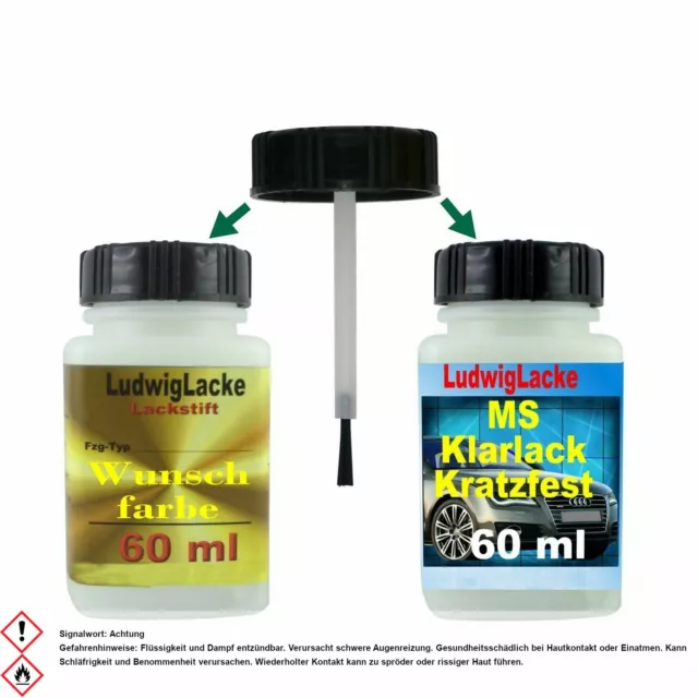 Lackstift Set Autolack 60ml Klarlack 60ml für Opel 167 Pannacotta Metallic