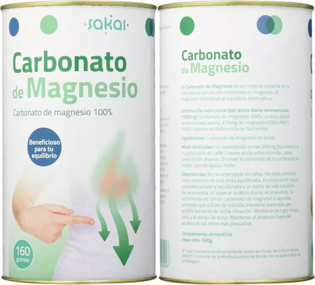 Sakai - Carbonato de magnesio 160gr para 106 dias,apto vegano,para tu equilibrio