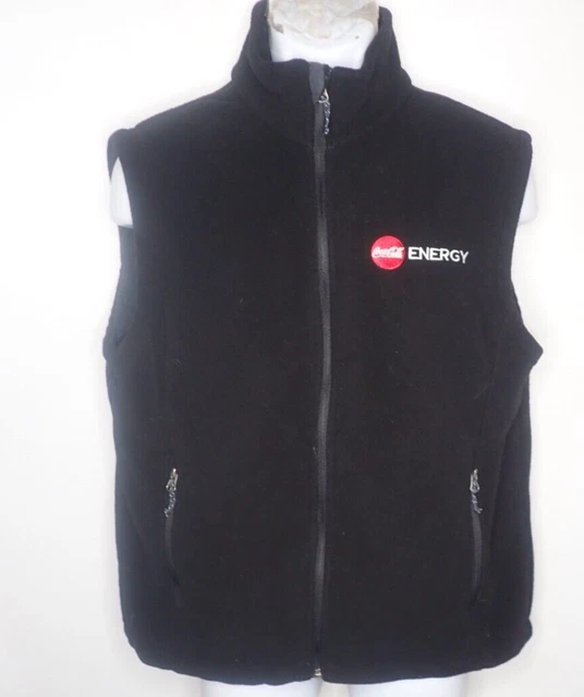 Coca Cola Energy Fleece Vest Mens M Advertising Employee Logo Embroidered