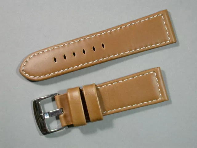 echt Kalbsleder Uhrenarmband Braun mit Naht 24mm Edelstahlschließe 8830