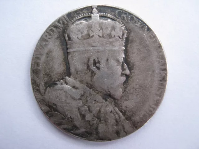 1902 Edward VII Coronation Royal Mint medal in sterling silver 31mm NF