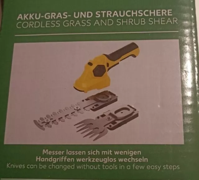 Gras-Strauchschere Kombi-Set Akku Garten Hecken Buchsbaumschere 3.6V LI-ION 2in1