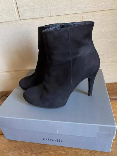 Superbes Bottines Boots Talons Daim Noir Minelli 37