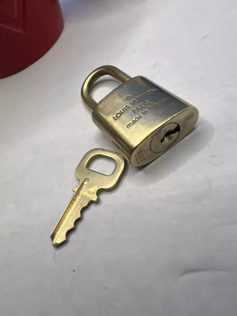 Louis Vuitton PadLock Lock & Key Brass Gold Authentic #336