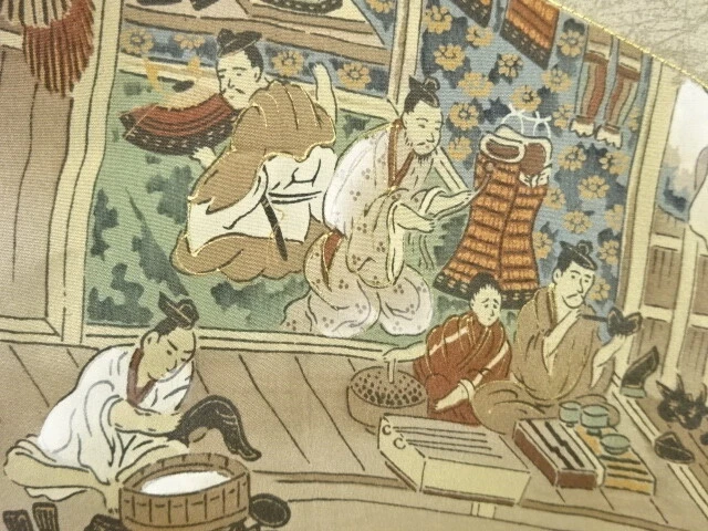 6550602: JAPANESE KIMONO / ANTIQUE MENS HAORI / TSUMUGI / PEOPLE IN THE PAST (li
