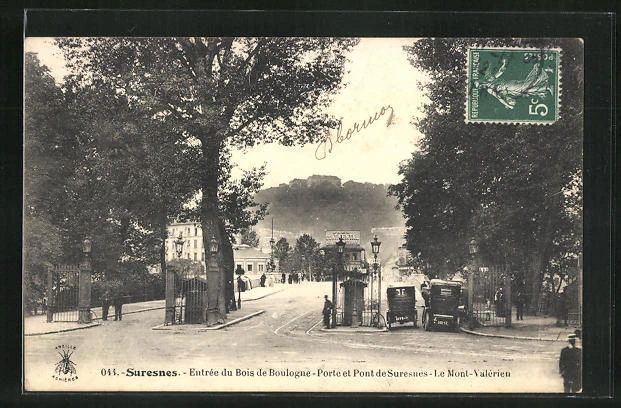 CPA Suresnes, Entrance du Bois de Boulogne, Porte et Pont de Suresnes, Le Mont-Va