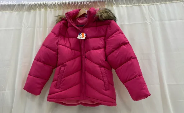 Arizona Girls Hot Pink Hooded Faux Fur Trim Heavyweight Puffer Jacket -Size XXL