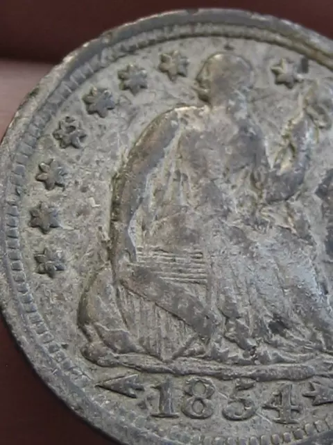 1854 P Seated Liberty Half Dime- With Arrows, Philadelphia, VF Details