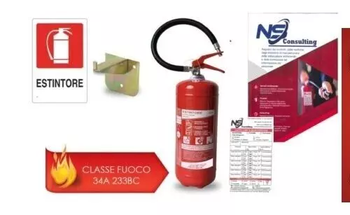 !! 2024 !! Estintore Polvere 6 Kg Certificato+ Registro-Staffa-Cartello+Omaggio