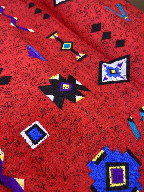 Símbolos de tela vintage de diseño nativo americano azteca algodón 180 X 44 y 55 X 44