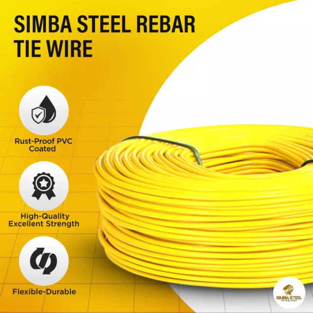 ReBar Tie Wire, 16 Gage PVC Yellow coated, 3.0 lb Rolls 1 - 100 Qty SIMBA STEEL 3