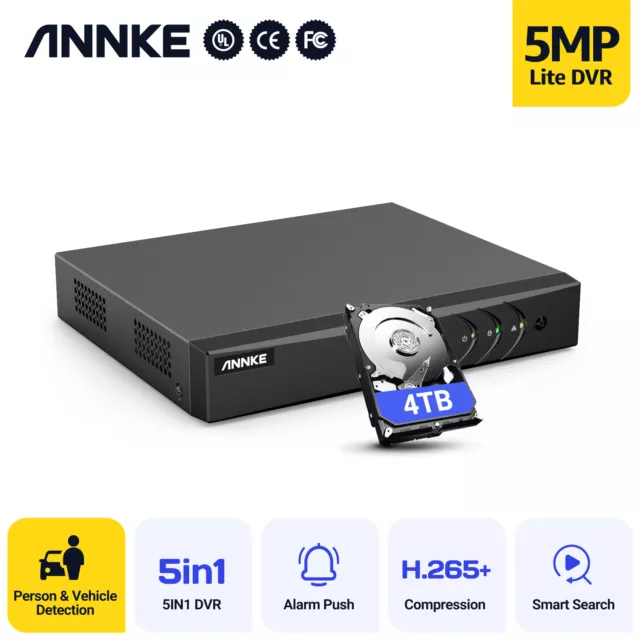 ANNKE 5MP Lite AI Überwachungskamera 8CH 5IN1 DVR EMail Alarm Fernzugriff H.265+