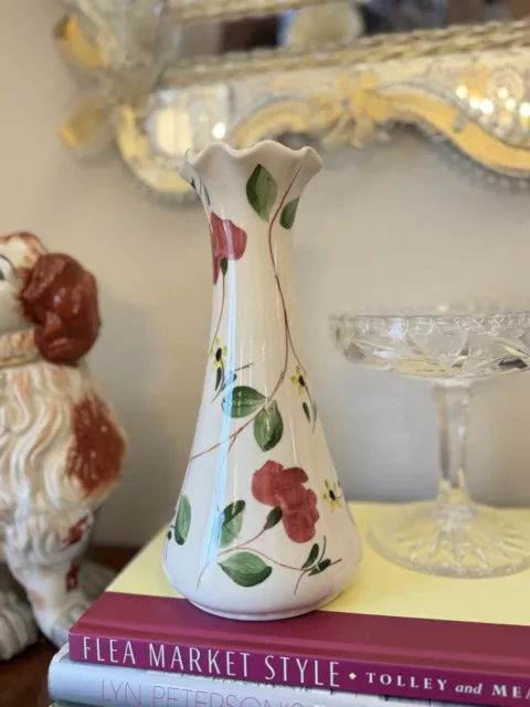 Blue Ridge Pottery Delphine Vase Southern Potteries Rose Floral 9” Vase  1930s 2