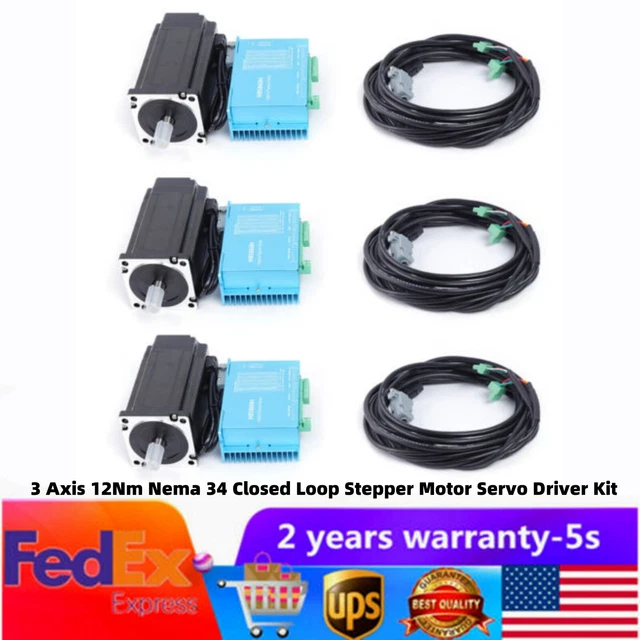 3 AXIS 12NM Nema 34 Closed Loop Stepper Motor Servo Driver Kit for CNC ...