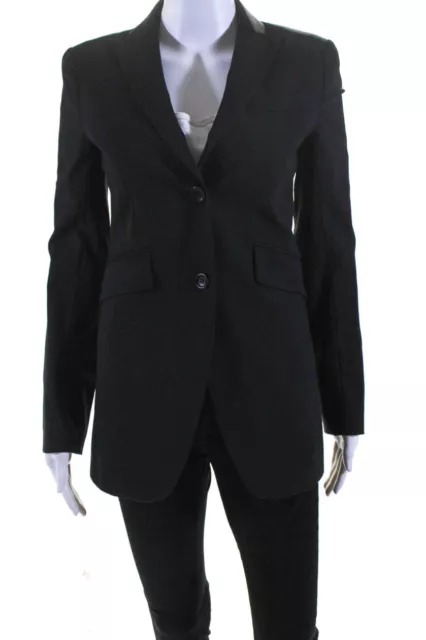 Theory Women's Collar Long Sleeves Line Blazer Black Size 0