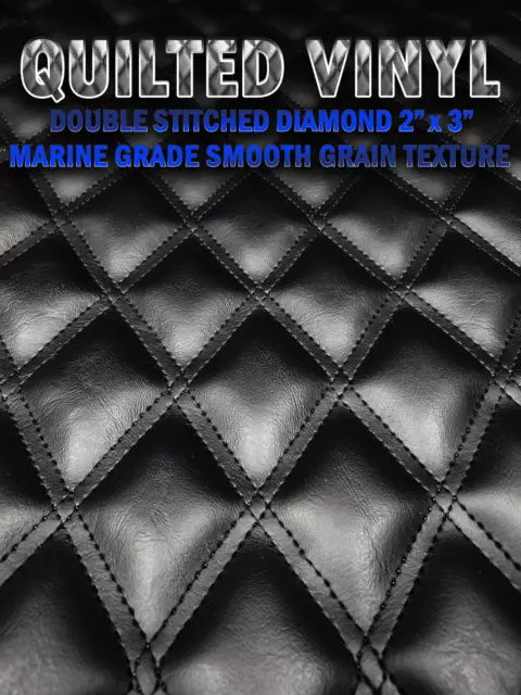 Double Stitched Quilted Vinyl Marine Grad Diamond 2" x 3" WITH 3/8" Foam Backing