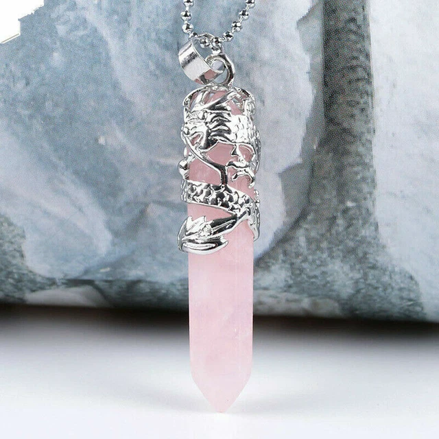 Hexagonal Natural Quartz Crystal Chakra Healing Point Pendant Necklace Jewelry