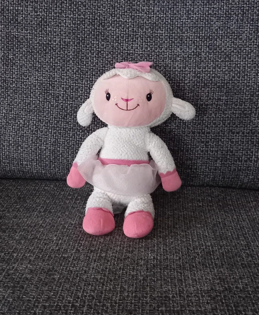 B6- DOUDOU PELUCHE DISNEY MOUTON CALINE DOCTEUR LA PELUCHE 30 cms ECRU TUTU ROSE