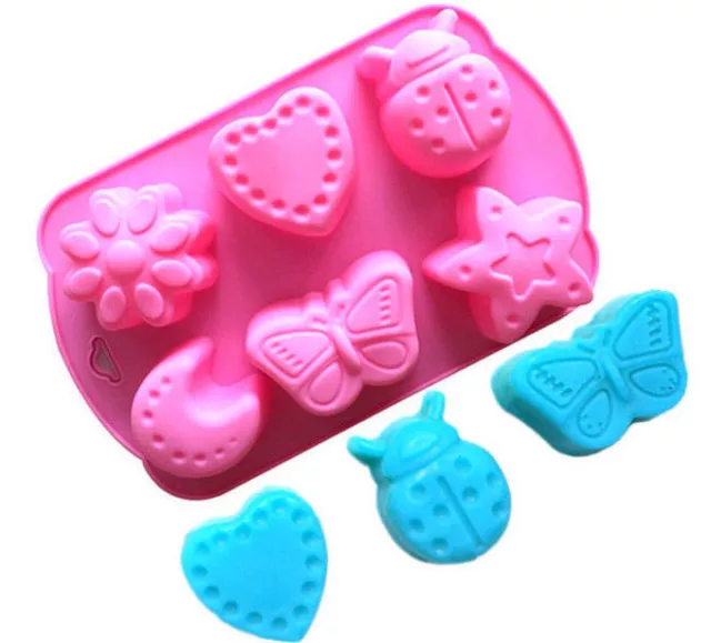 2 x Chocolate melts SOAP muffin Cookies Silicone 6 cavity Assorted Shapes mould