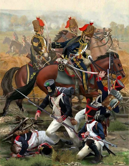 Tableau Sur Toile Bataille Napoléon - 50x70 Cm, Scène De Guerre Empire Cavalerie, Neuf