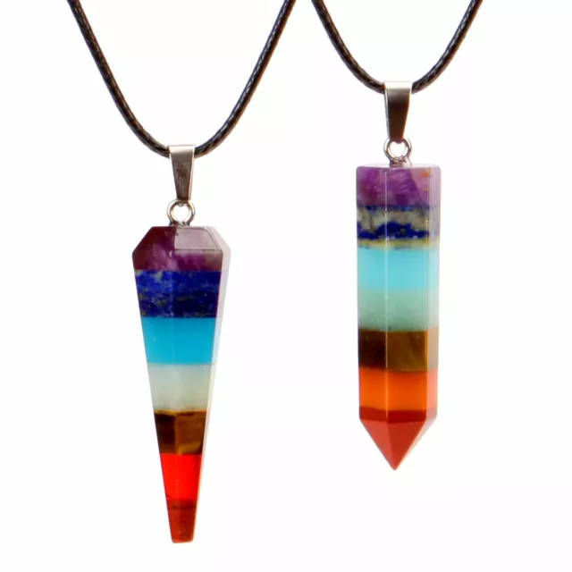 Natural Gemstone Necklace Chakra Stone Pendant Energy Healing Crystal with Chain