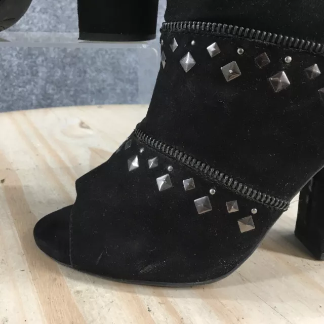 Jessica Simpson Boots Womens 7.5 M Midara Studded Peep Toe Bootie Black Heels 3