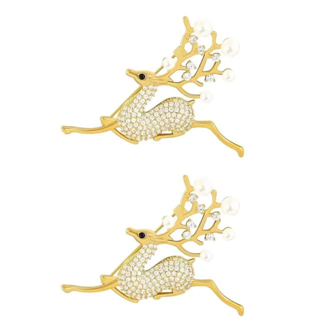 2 Pack Alloy Christmas Elk Brooch Miss Hat for Women Xmas Brooches