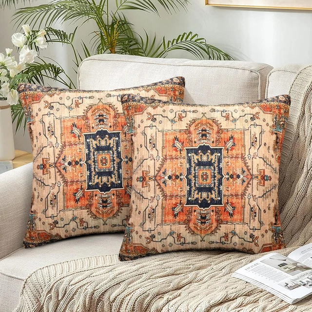 Set 2 Federe Per Cuscini Boho | 30,5 X 50,8 Cm | Beige E Naturale | Cotone Con Nappe | Cerniera Invisibile | Per Divano E Letto