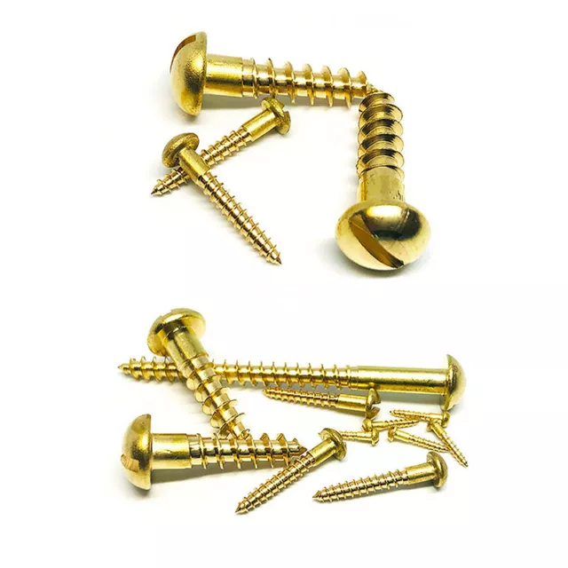 100Pcs M1.6~M3 Brass Slotted Pan Pure Brass Self Tapping Round Head Wood Screws