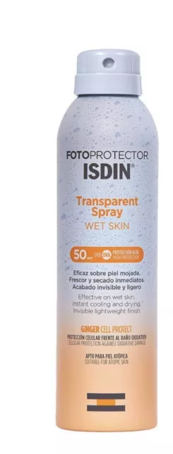 Isdin fotoprotector transparent  wet skin 50 , 200 ml Brand  New