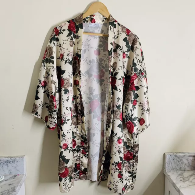 Val Mode Vintage Satin Floral Robe