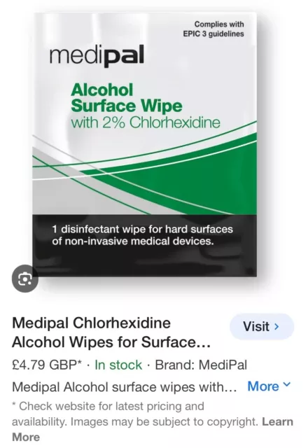 10 kartons x 200stk. medipal alcohol surface wipes mit 2% chlorhexidine