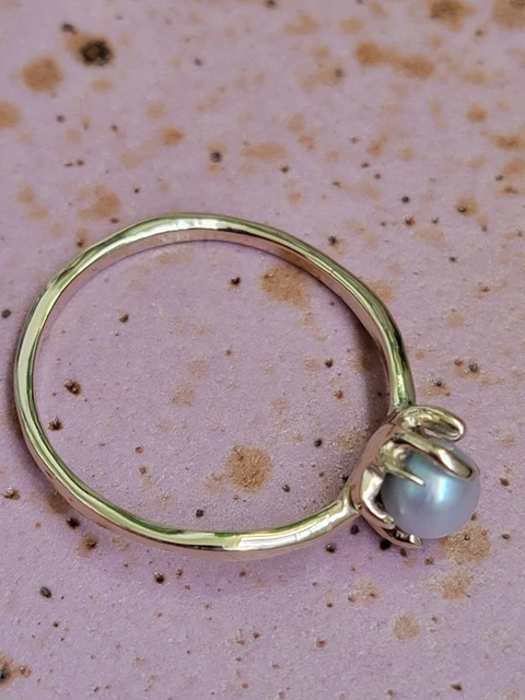 Lauren Wolf OOAK 18k White Gold Blue Pearl Claw Ring