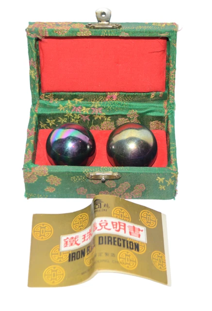 Vintage Chinese Iron Balls Hand Exercise Relaxation Therapy Musical Chimes