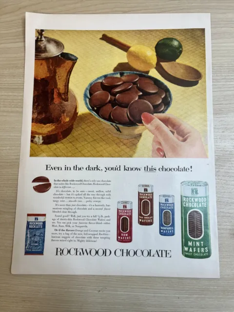 Rockwood Chocolate Wafers 1953 Vintage Print Ad Life Magazine