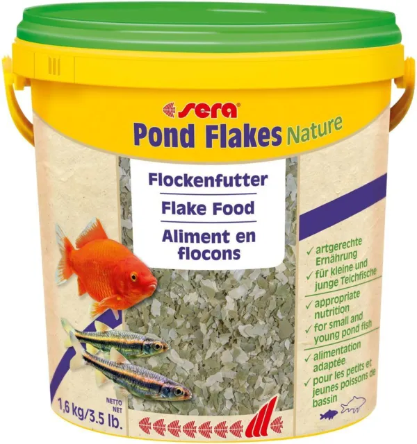Sera Pond Flakes 10 Liter Eimer Flockenfutter Teichfutter Fischfutter Goldfische