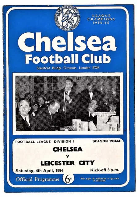 Chelsea v Leicester City 1964 April 4th League Division 1 football programme