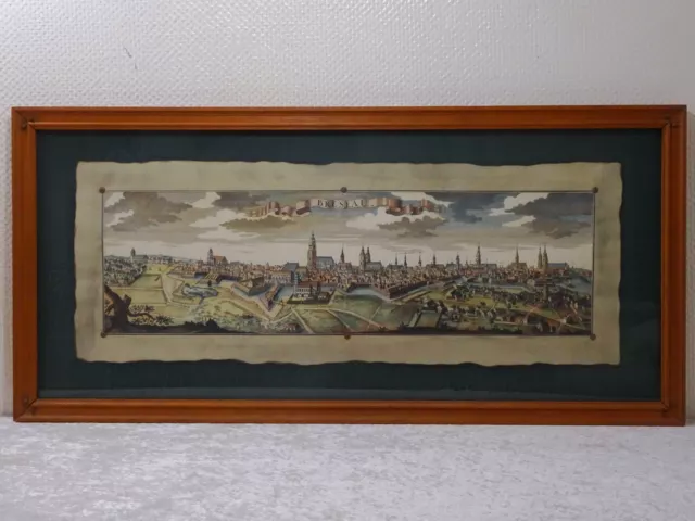 Impressions D'Art Panorama Breslau Bois Cadre - Vintage - 101 CM X 48,5 CM