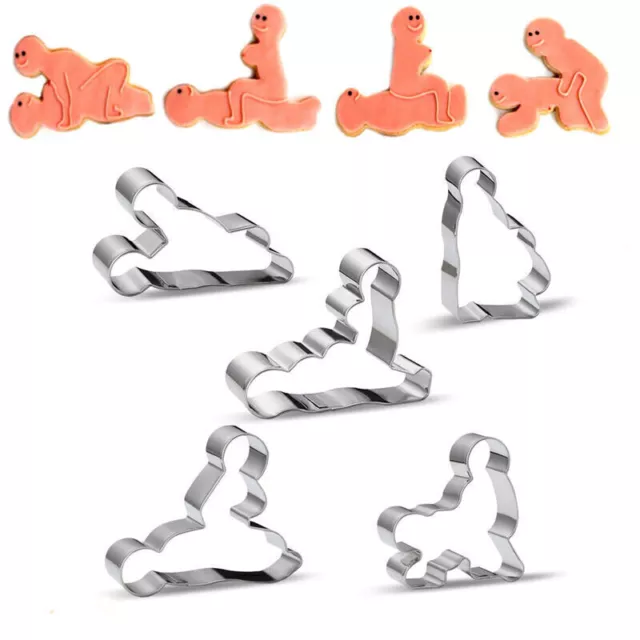 5 PCS EDELSTAHL AUSSTECHFORM SET Liebhaber SEX EROTIK BACKFORM KEKSE PLÄTZCHEN