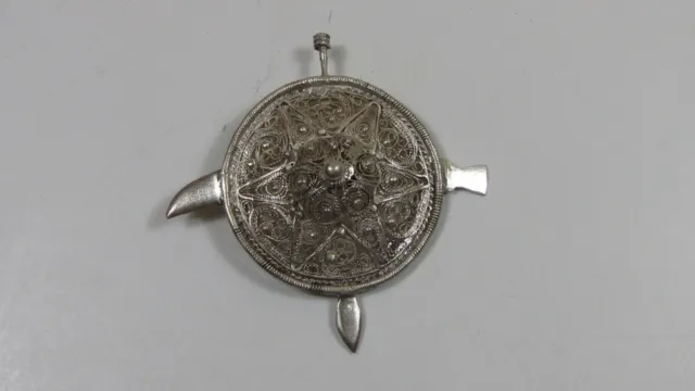 Maghreb Broche Ancienne Argent Filigrane 19 Eme Siecle Berbere Kabyle