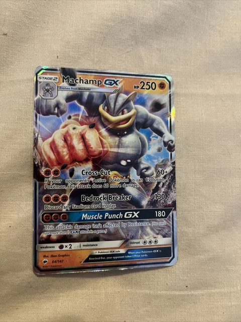 Machamp GX 64/147 Burning Shadows Ultra Rare Pokémon Card, Half Art, Mint