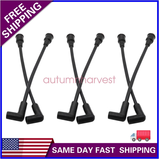 6x 150-200 Hp Spark Plug Wires 7mm v6 6 Cylinder Fits For Mercury/Mariner 40 US