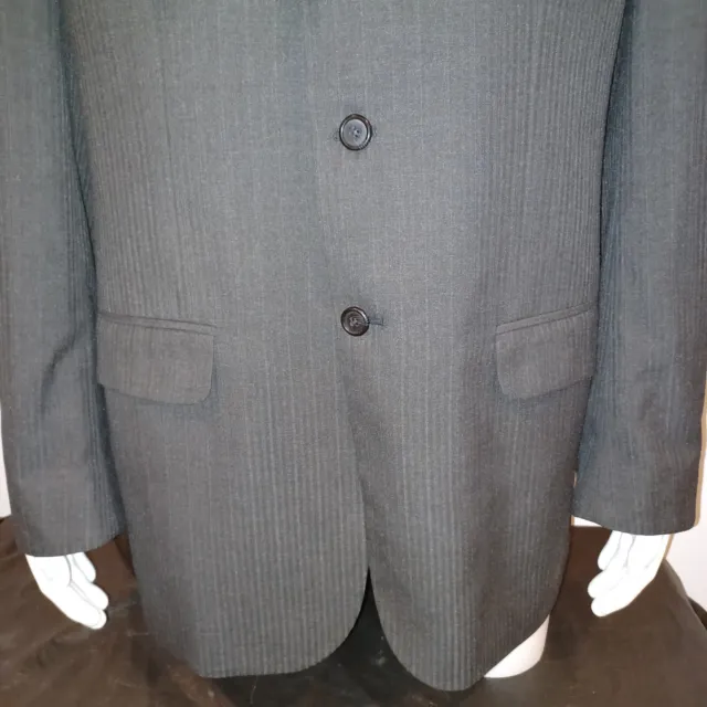 PERRY ELLIS 3 Button Blazer Suit Sport Jacket Black Pinstripe ...