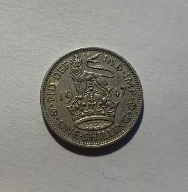 1947 ONE SHILLING KING GEORGE VI BRITISH COIN England Crest Lion Crown Royalty