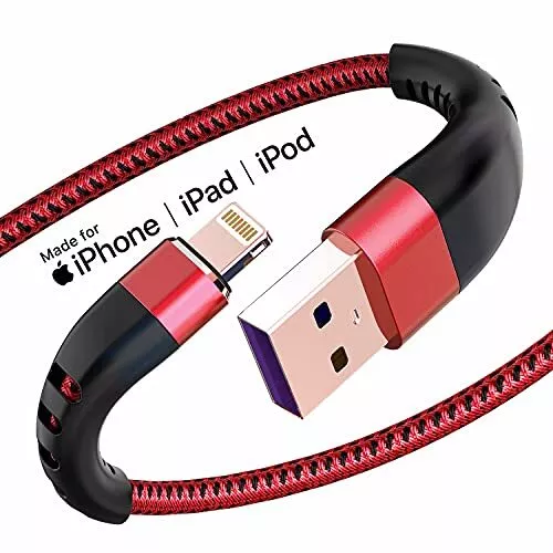 Essri Apple MFi Certified 3 Pack iPhone Charger 6ft, Long Lightning Cable Str...