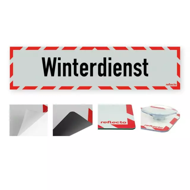 Hinweisschild Winterdienst als Aufkleber, auf Aluminium, magnetisch o. Saugnapf