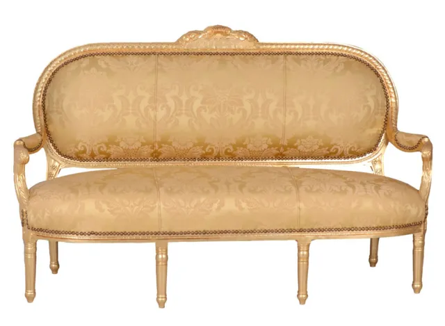 Salon Sofa rokoko Sitzbank Polstersofa Gold Couch Sofa Bank Barocksofa Antik