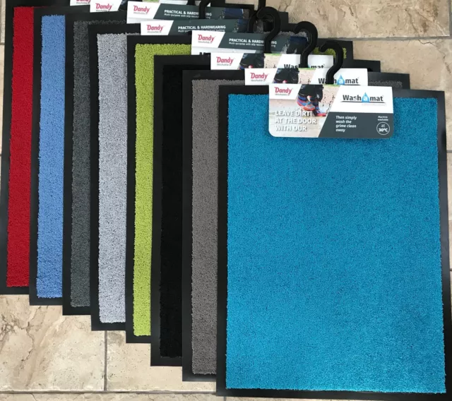 Dandy COLOUR Washable Washamat Doormat Mat 80 x 60cms Various Colours